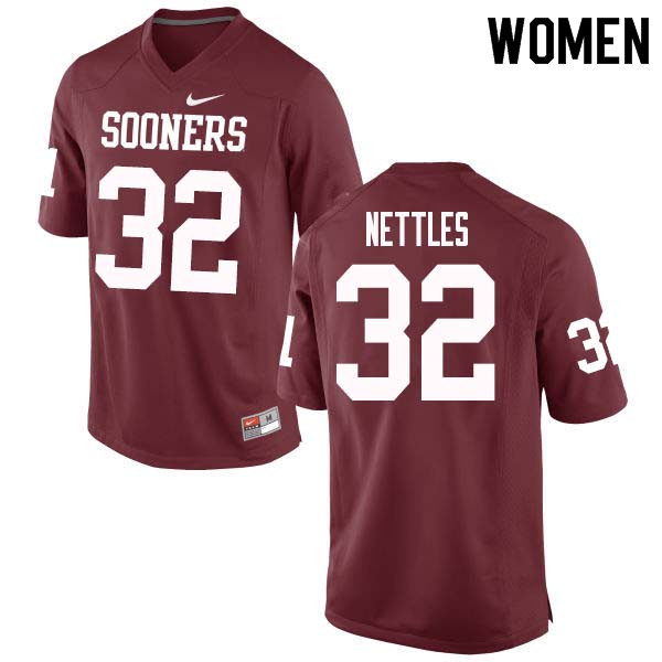 Women #32 Caleb Nettles Oklahoma Sooners College Football Jerseys Sale-Crimson